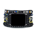 Black Retro Woven Watch Band  Natural Stone Bead Strap Bracelet