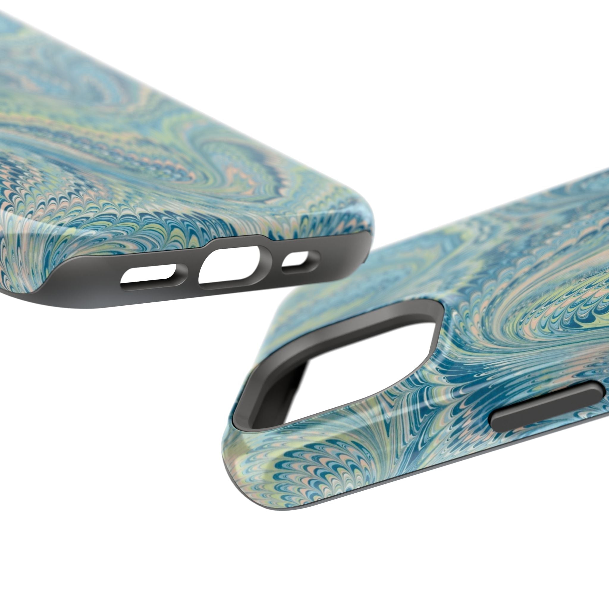 Aqua + Green Marble Phone Case - Impact-Resistant MAG SAFE - Dual Cover Design