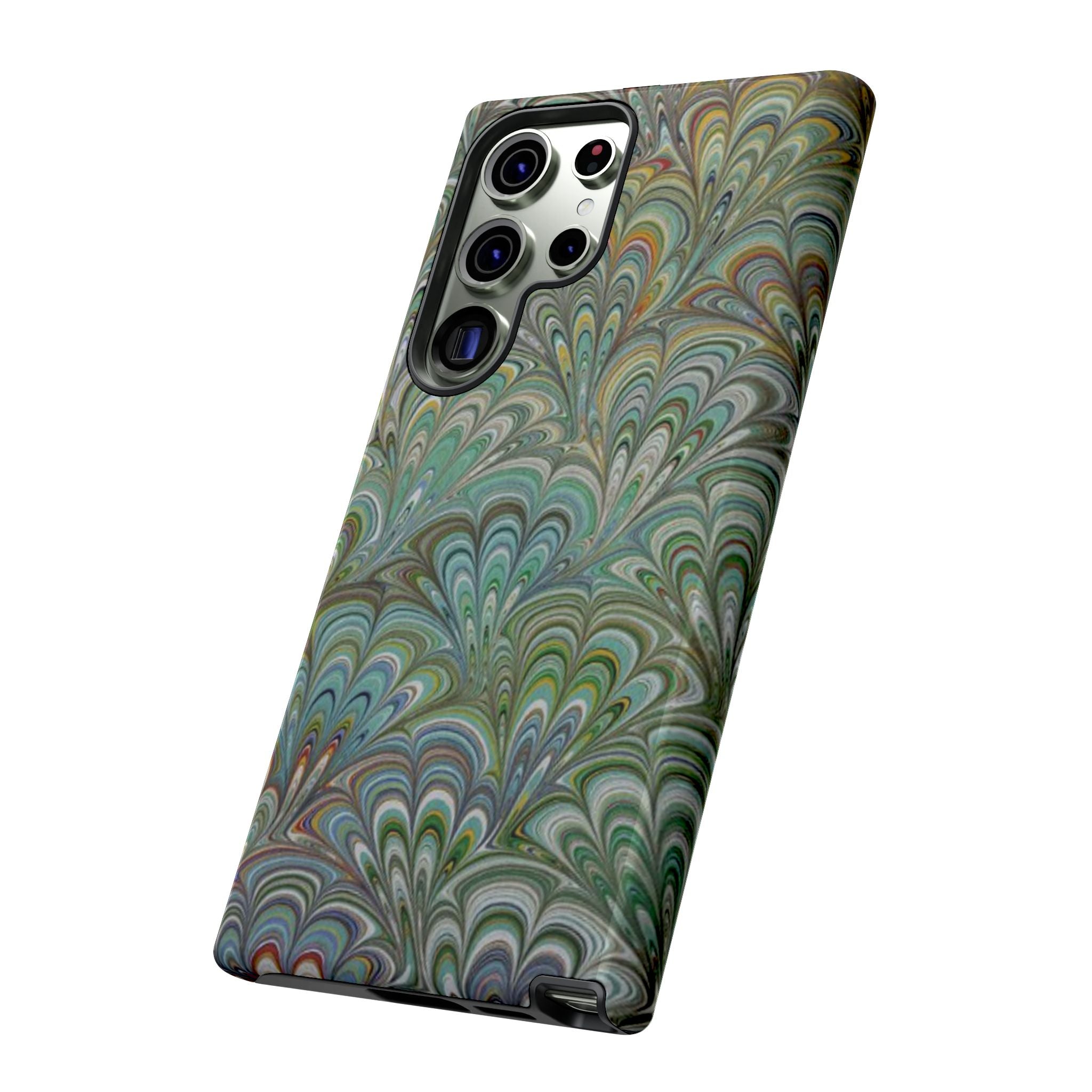 Green Peacock Marbled Phone Case — "Tough Cases" Ultra-Tough Protective Cover