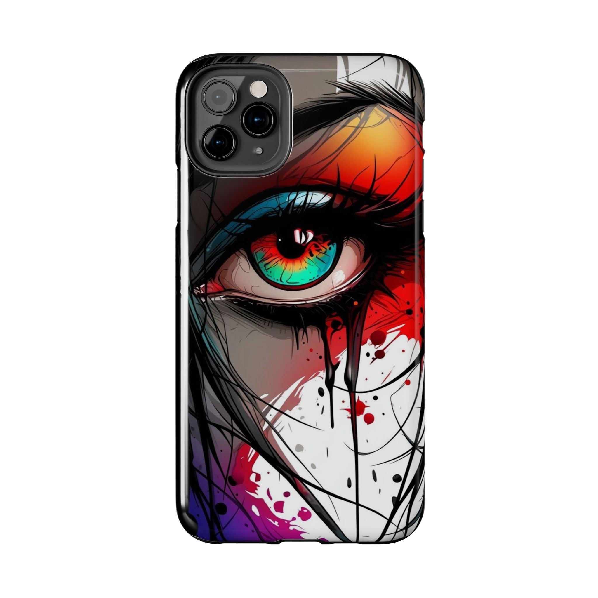 Girl Colorful Eye Painted Printed Tough Phone Case for iPhone & Samsung Galaxy - Artistic & Vibrant Design