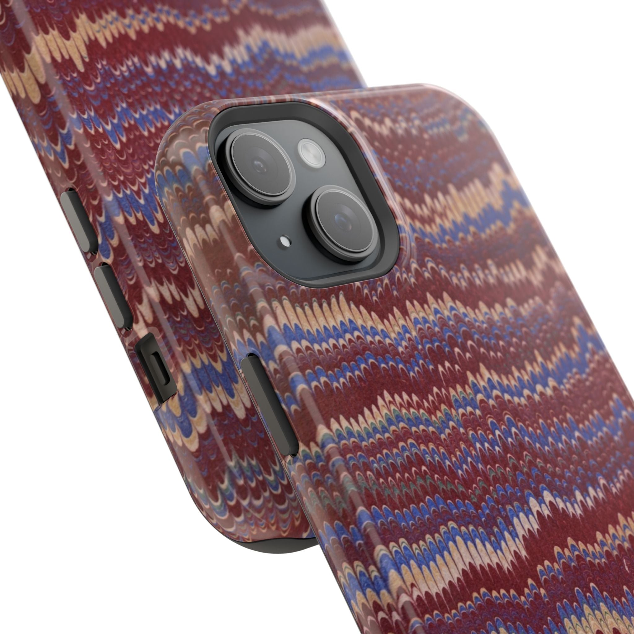Burgundy and Blue Hues Italian Vintage Marble Design Phone Case for Apple + Samsung