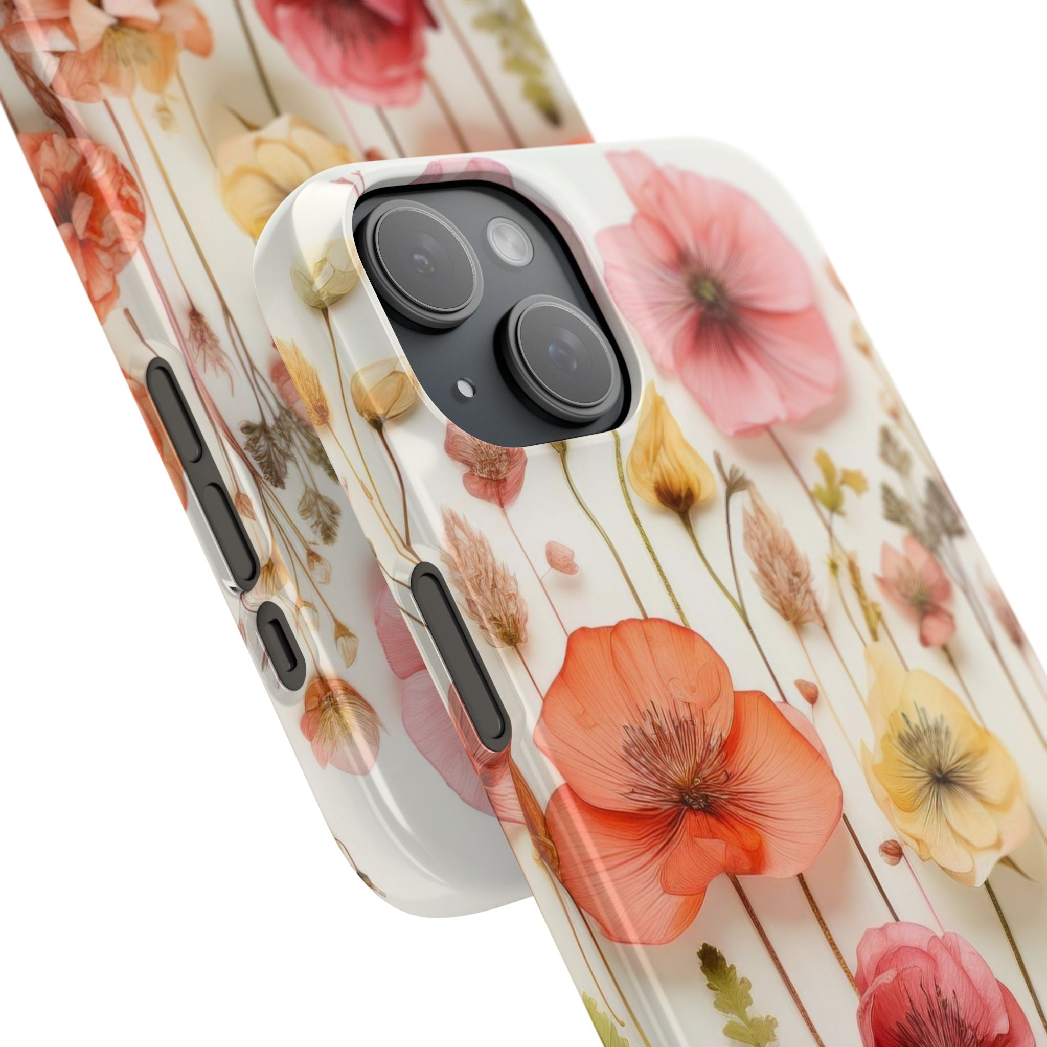 Pink Floral Pressed Flowers - Slim Case