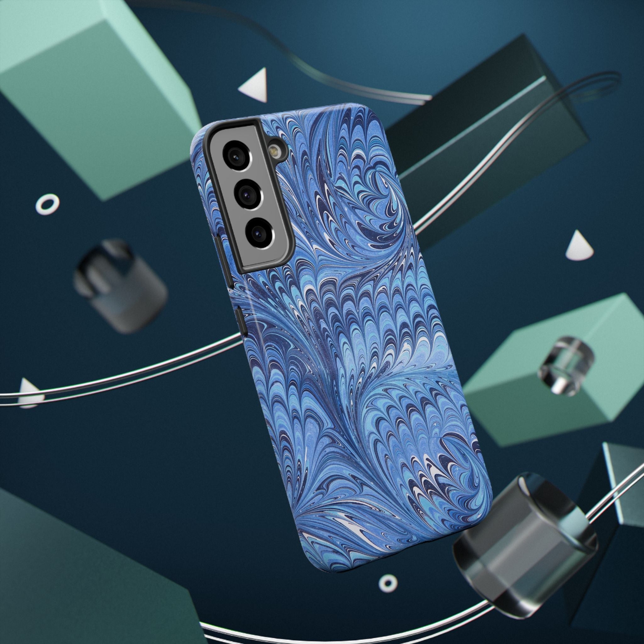 Blue Marbled Swirl Phone Case - Dual Layer Case