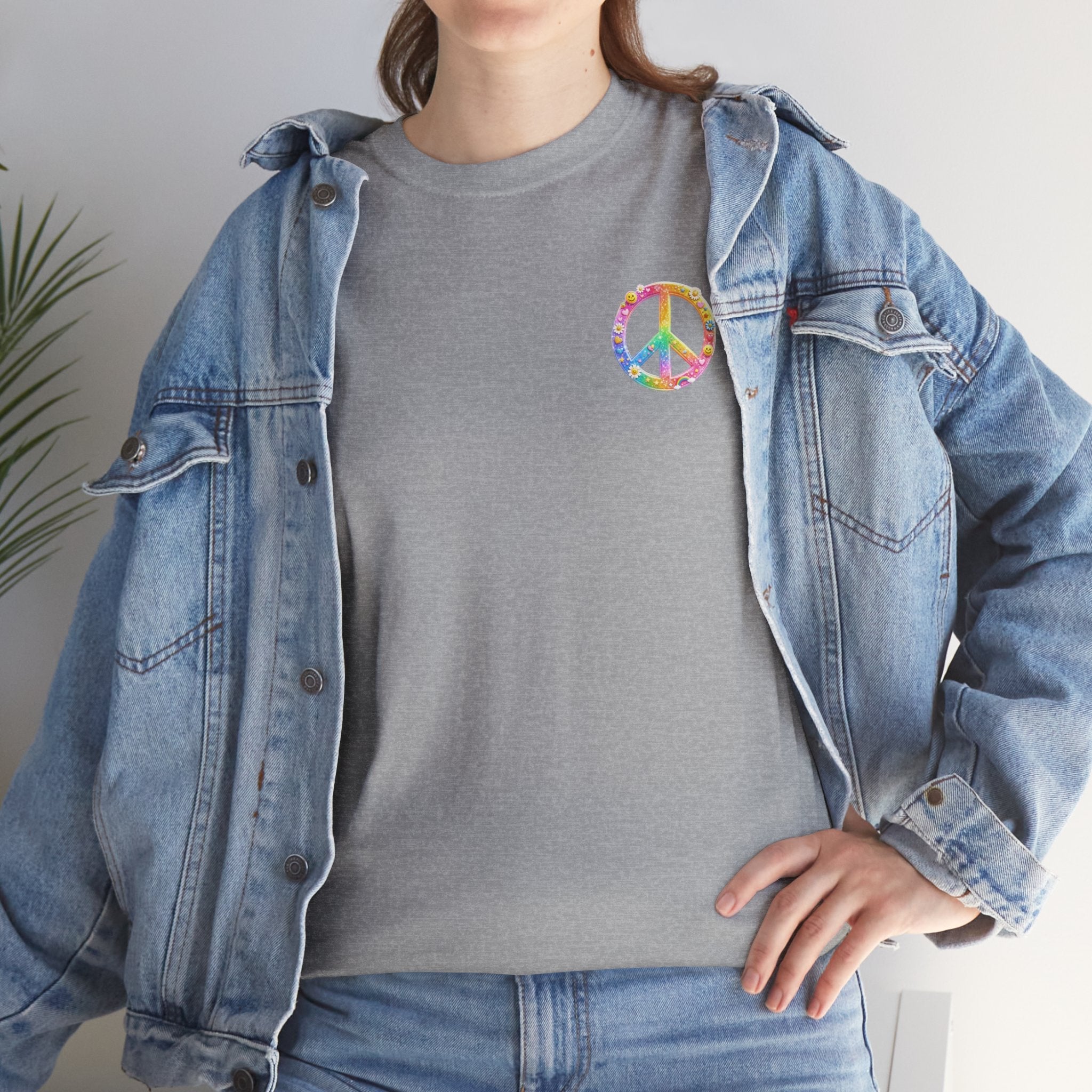 Peace Sign T-Shirt — Rainbow Smiley Hippie Tee
