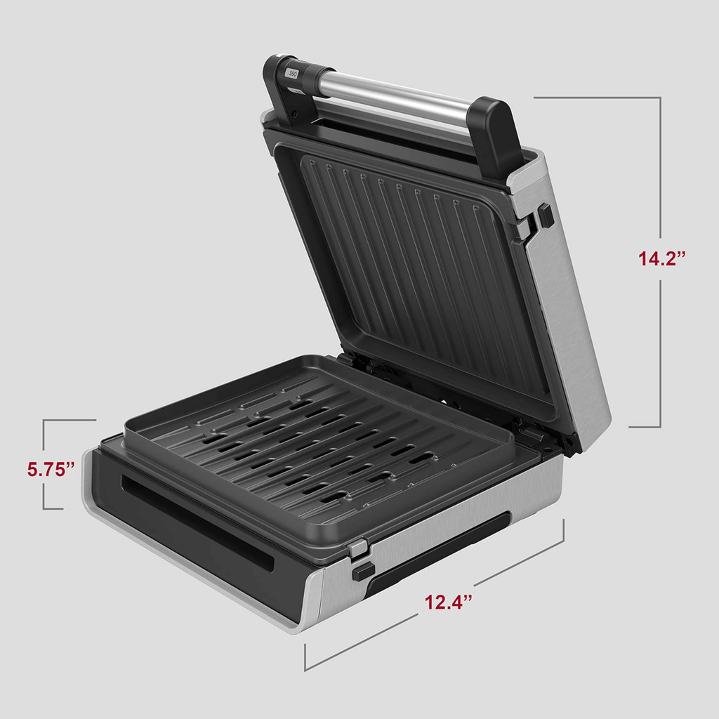 George Foreman 4-6 Serving Smokeless Select a Temp Family Sized Contact Grill - REFURBISHED