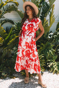 Scarlett Floral Trimmed V Neck Ruffle Sleeve Long