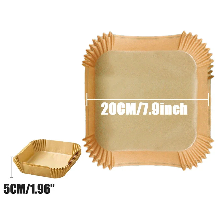 23CM Air Fryer Disposable Baking Paper Liner Non-Stick Mat Steamer Square Round Parchment for Microwave Oven Kitchen Cookers