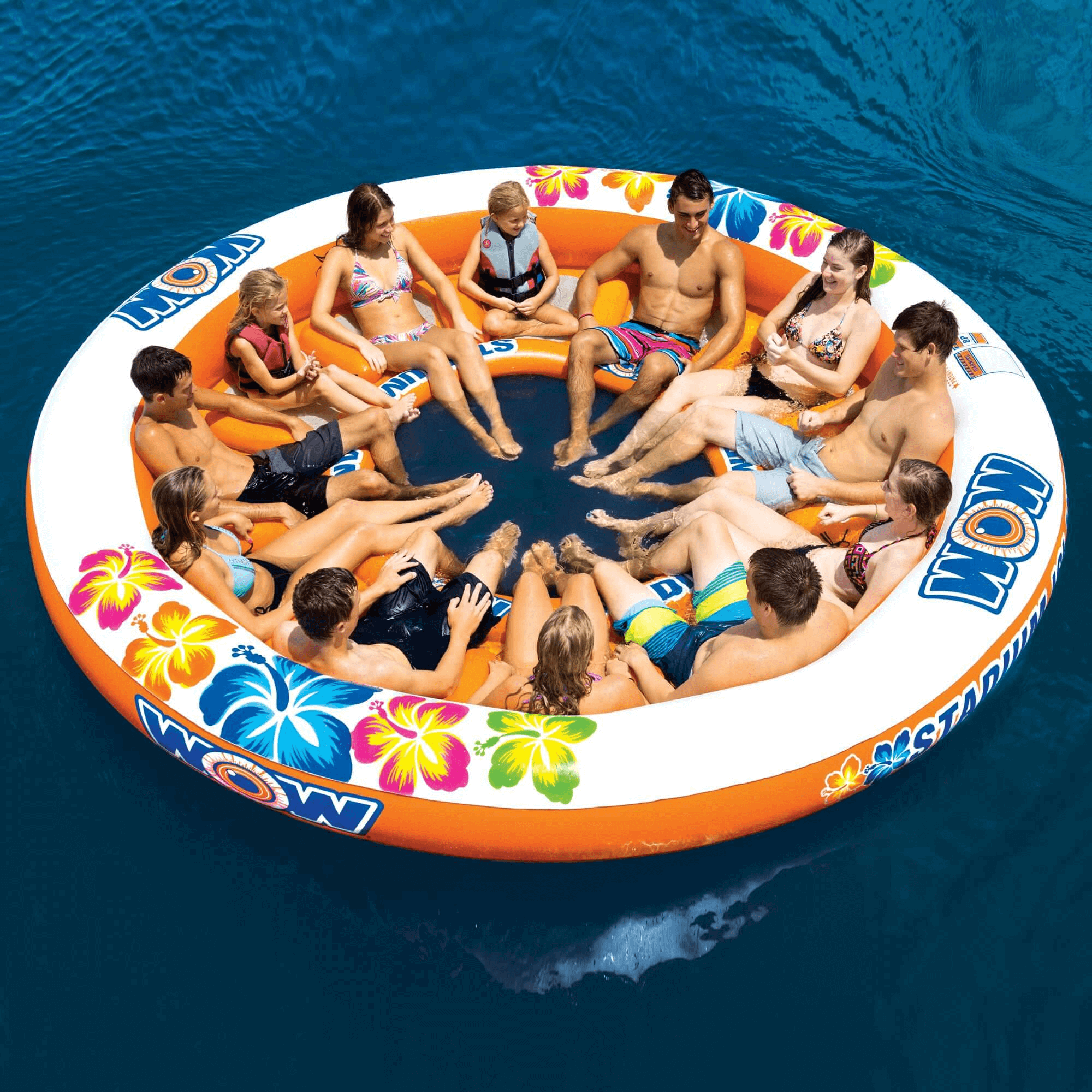 WOW Watersports Floating 12 Person Water Lounge & Island - Stadium Islander with Grommet