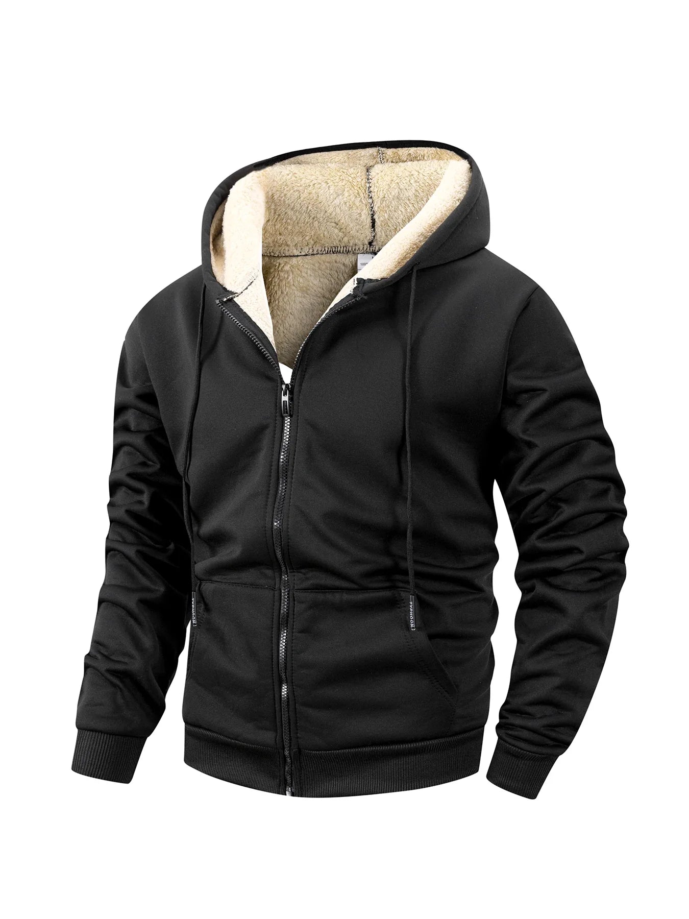 Men’s Winter Fleece Zipper Hoodie – Warm, Windproof, Heavyweight Jacket for Casual Sports and Everyday Wear