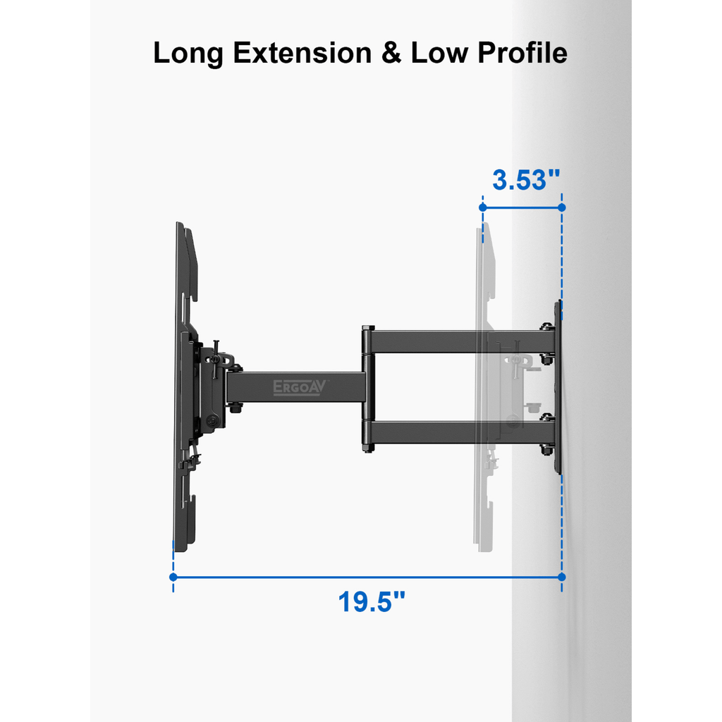 ErgoAV Single Stud Motion Mount for TVs 40" to 55" and up to 77lbs