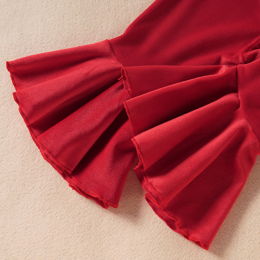 Infant Children's Valentine's Day White Love Top  Flared Trousers Two-Piece Set