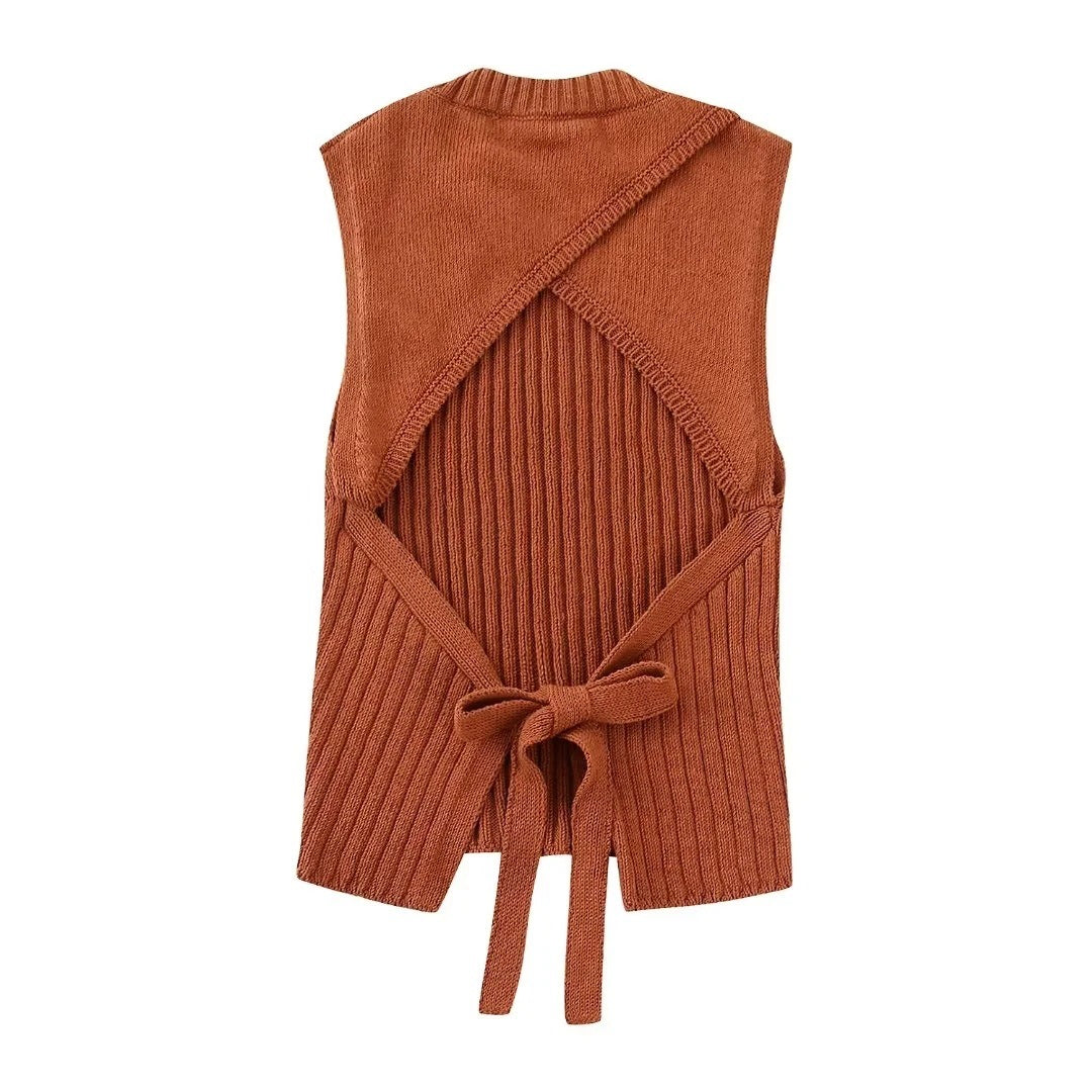 Women's spring new backless knit top