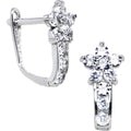 14k White Gold Clear Cubic Zirconia Flower Earrings