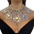 AB Rhinestone Exaggerated Geometric Necklace