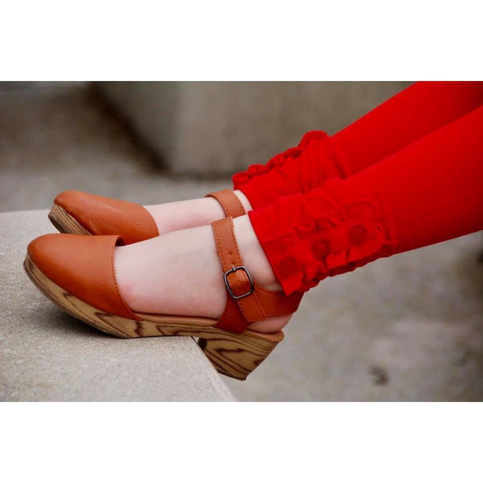 Valentine Stripes Button Ruffle Pants