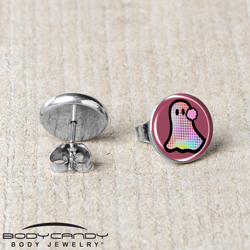 Disco Spirit Ghost Stud Earrings by Onyx O