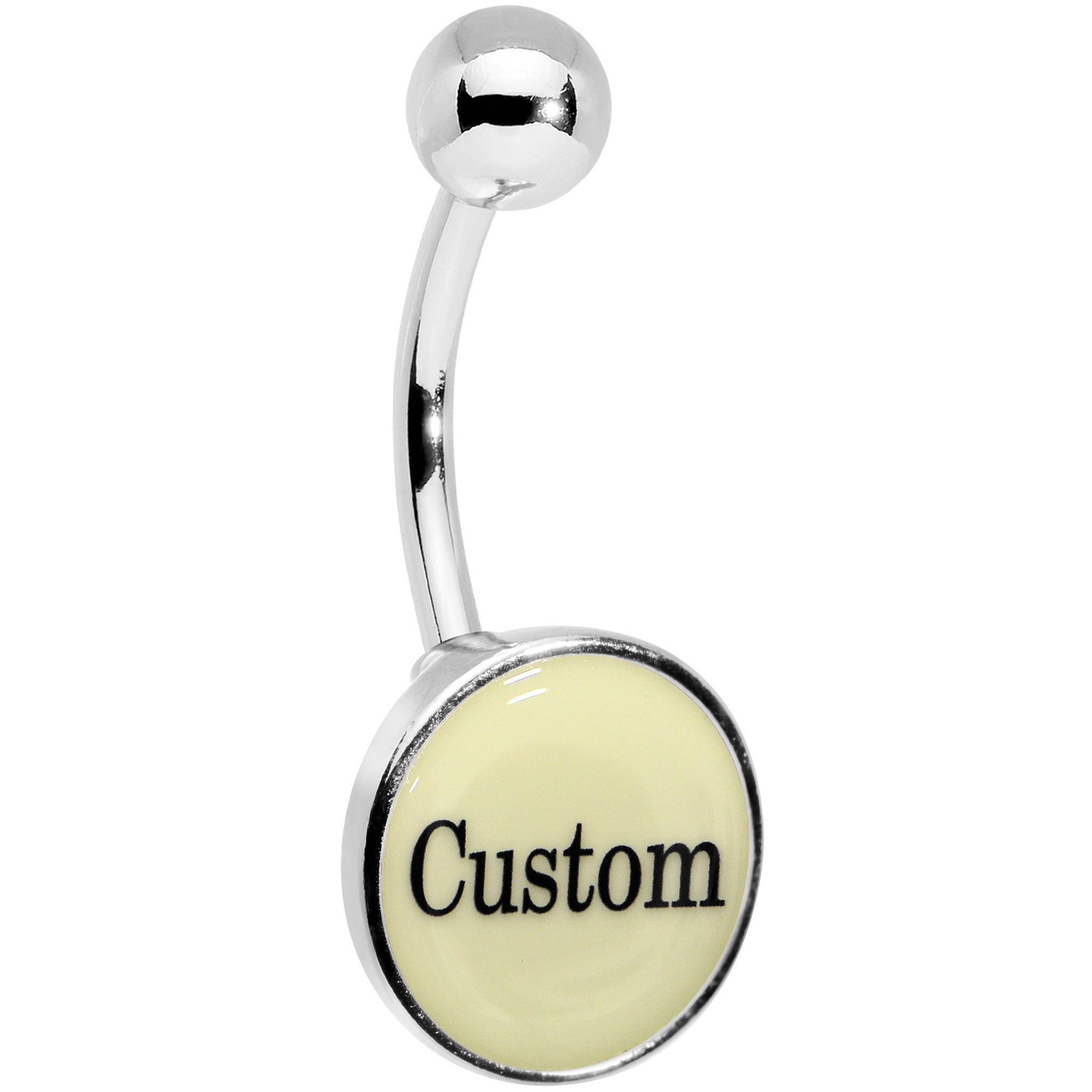 Custom Glow in the Dark Personalized Name Dangle Belly Ring