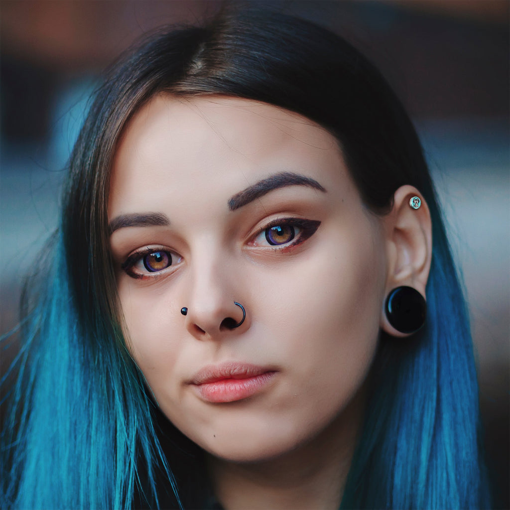 16G 1/4 Heavy Metal Kitty Cat Tragus Cartilage Earring by Onyx O