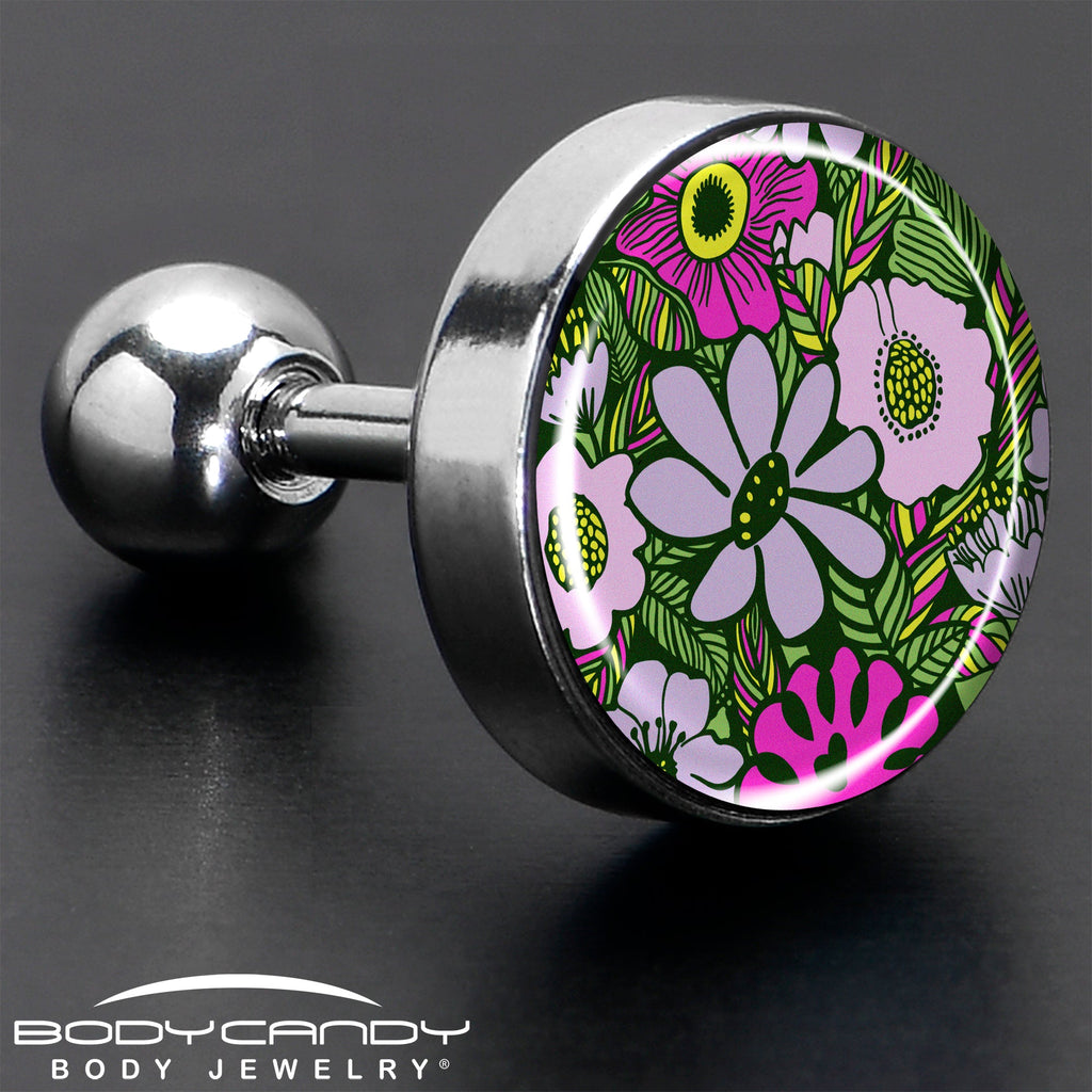 16G 1/4 Blossom Creation Paradise of Pink Flowers Cartilage Earring by Onyx O