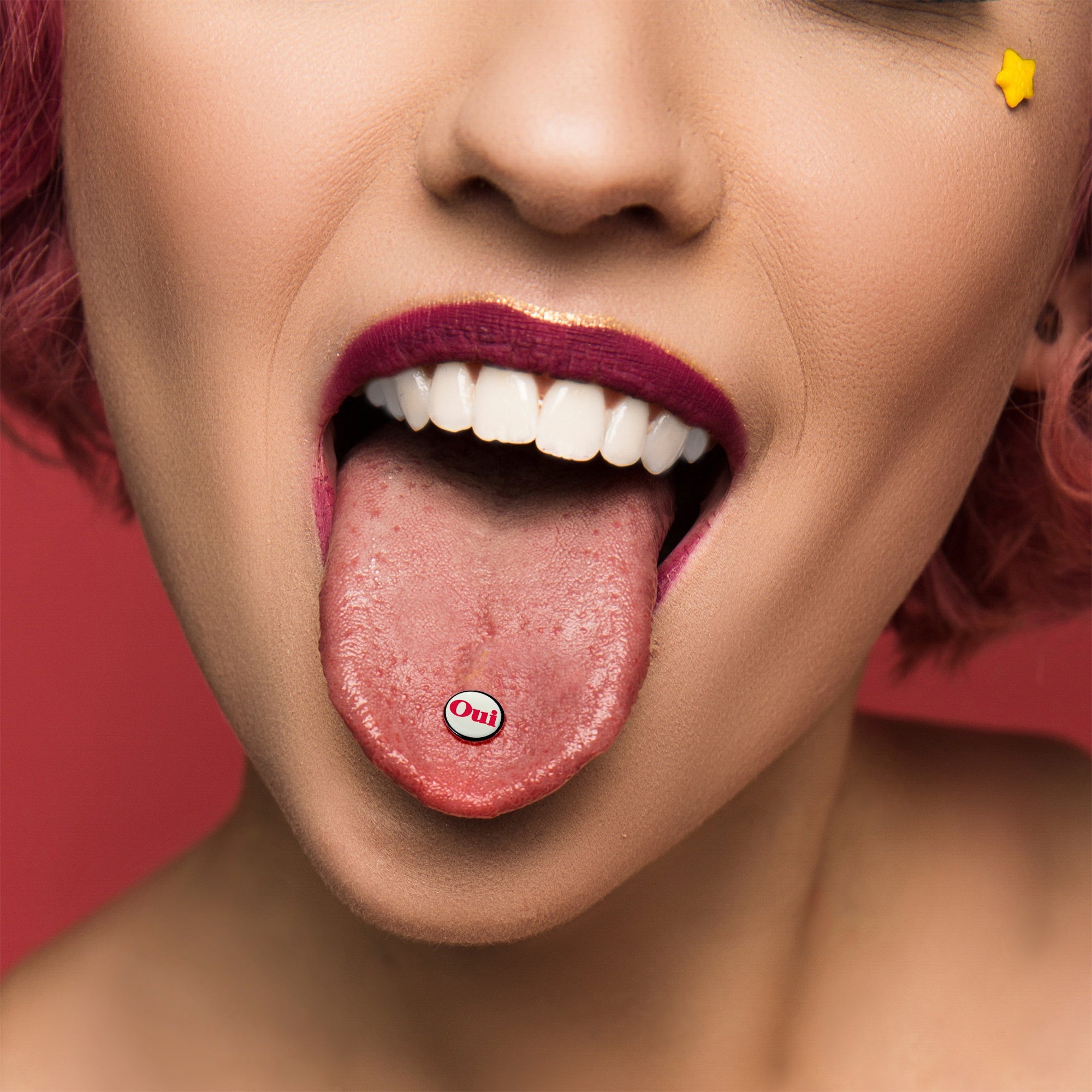 Glow in the Dark Black Anodized OUI Barbell Tongue Ring by Onyx O