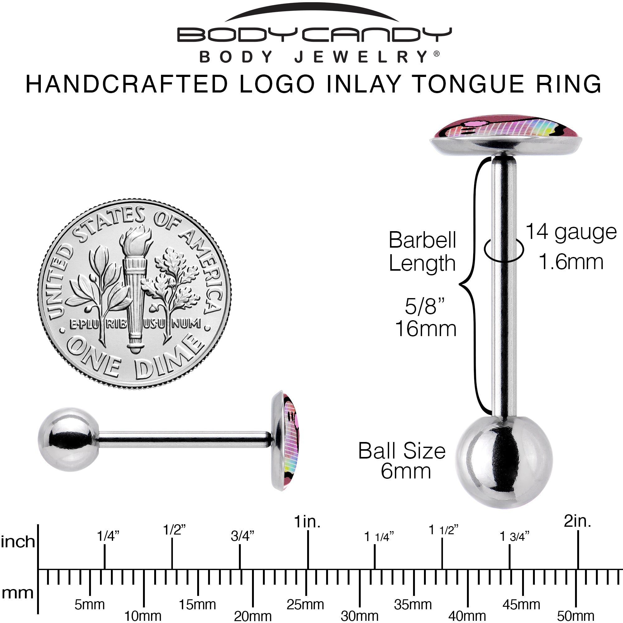 Disco Spirit Ghost Barbell Tongue Ring by Onyx O