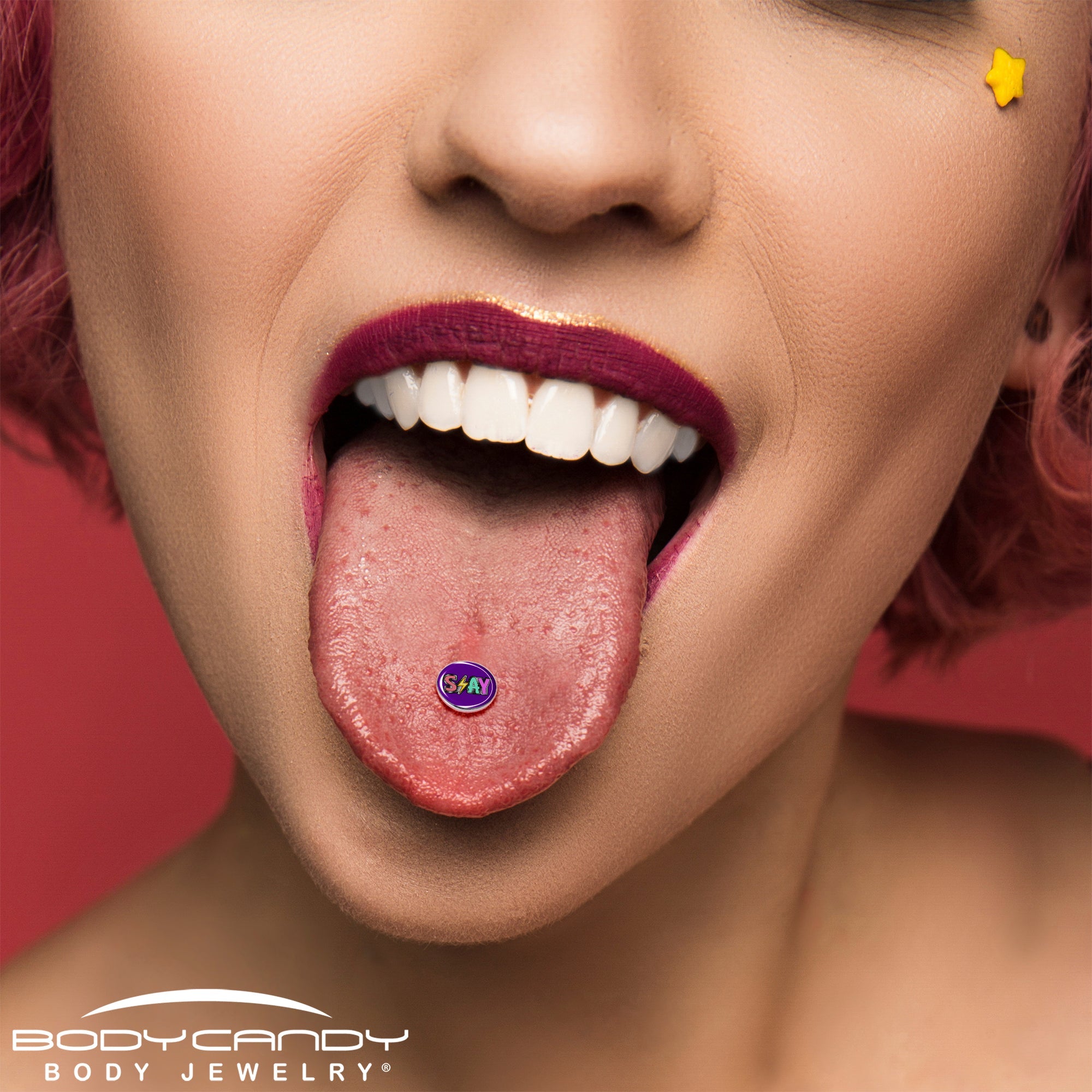 Colorful Lighting SLAY Barbell Tongue Ring by Onyx O