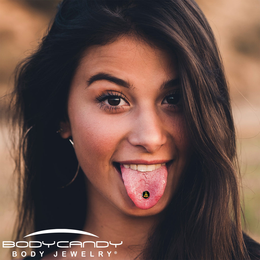 Christmas Holiday Pizza Tree Barbell Tongue Ring by Onyx O