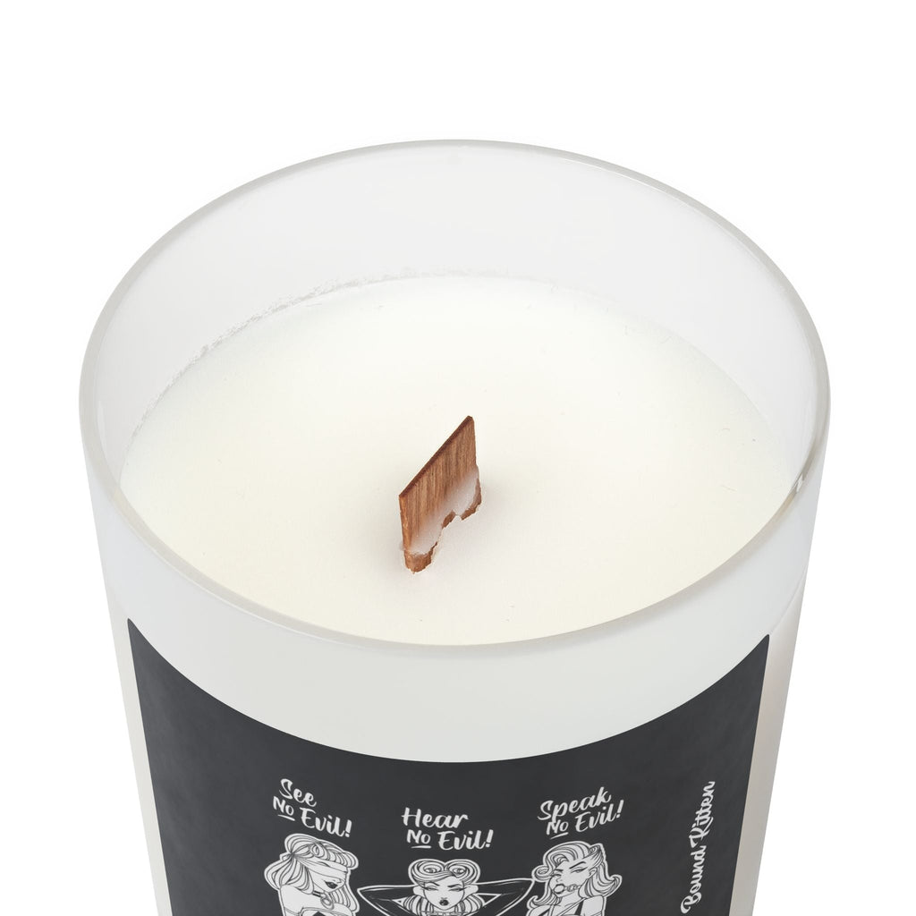 See No Evil, Hear No Evil, Speak No Evil Frosted Glass Candle, 11oz