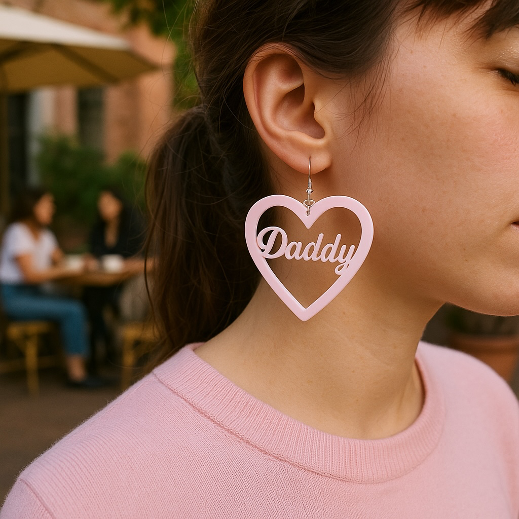 Daddy Earrings, Baby Pink Acrylic
