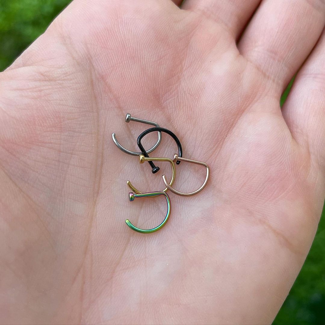 20G 5/16 Gold Tone Implant Grade Titanium D Shape Nose Hoop
