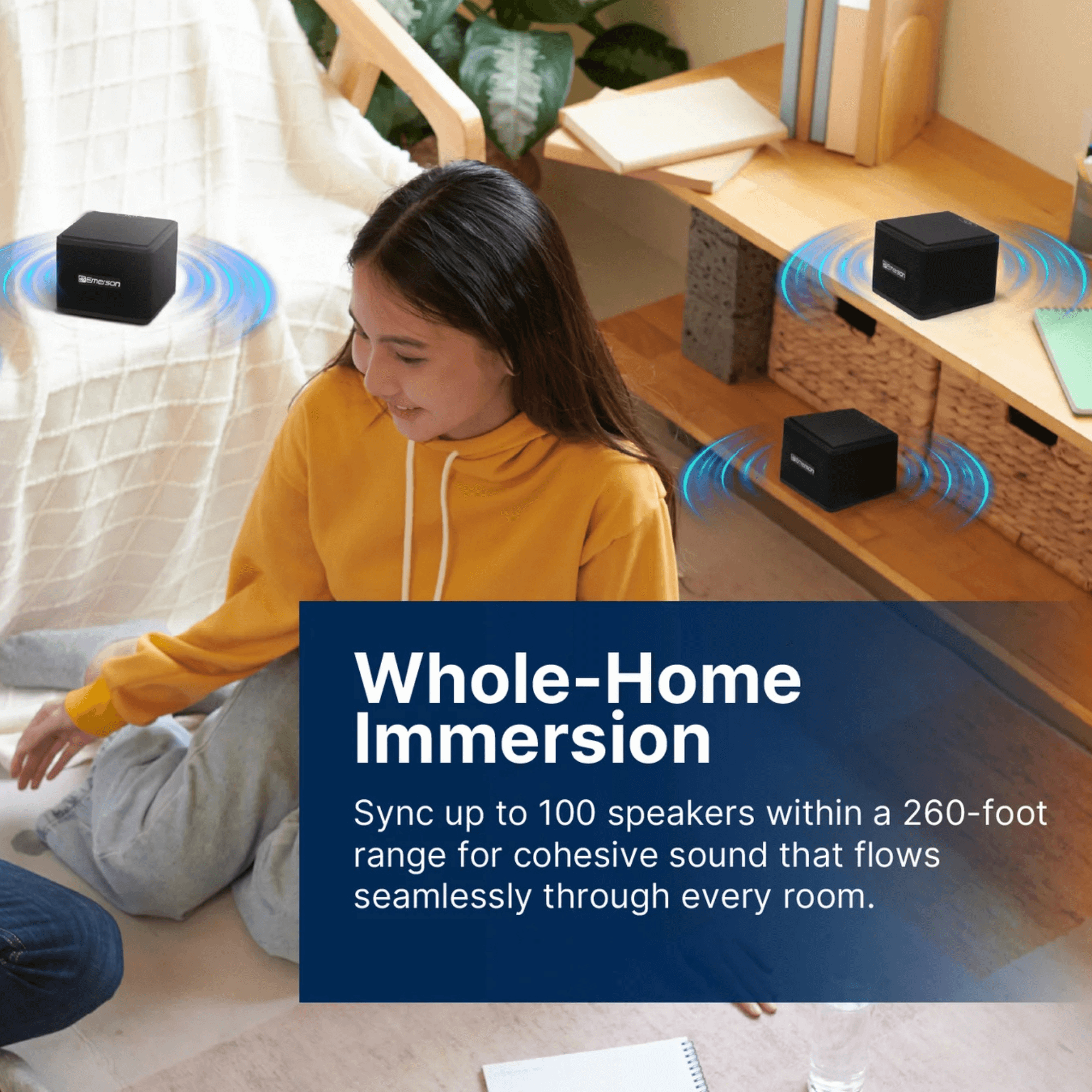 Emerson 1-Pair Instant Connect Sound Blox Wireless Magnetic Stackable Speakers