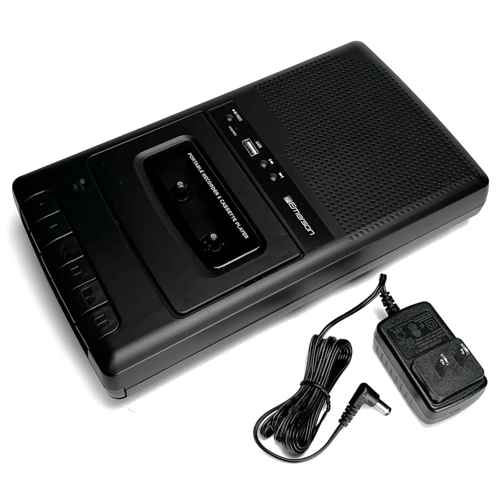 Emerson Portable Cassette Player and Recorder w Digital Conversion and Mic Input