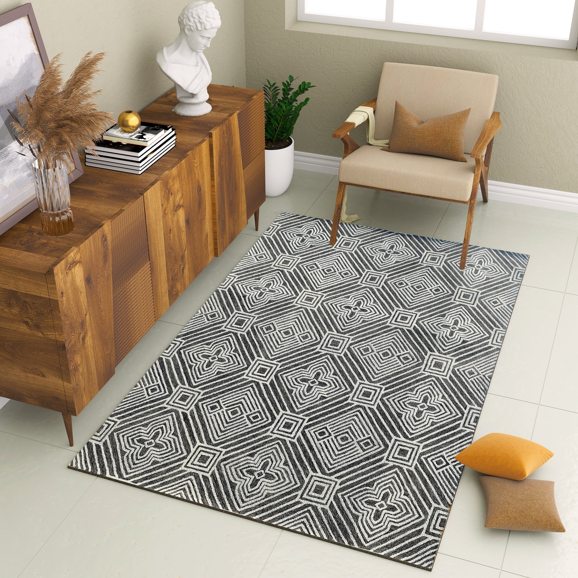 Premium Hand-Tufted Rug Made of 100% Wool  - Echos - 4x6 Feet