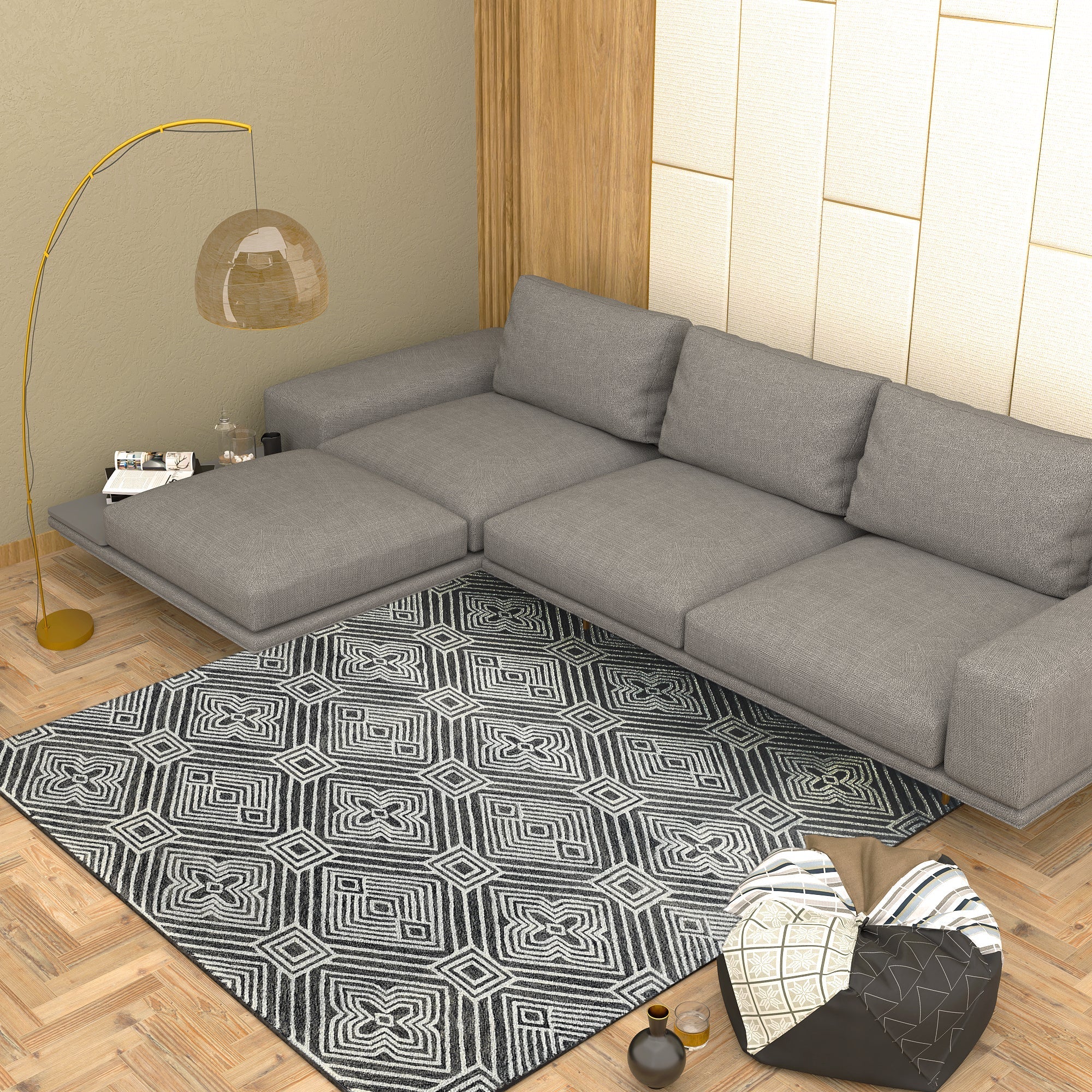 Premium Hand-Tufted Rug Made of 100% Wool  - Echos - 6x6 Feet