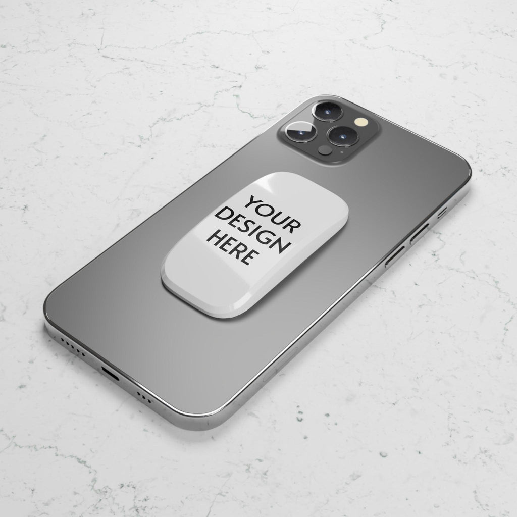 Custom Phone Click-On Grip – Polycarbonate & Metal, Matte/Glossy Finish, Mobile Holder & Kickstand, Reusable Adhesive Backing