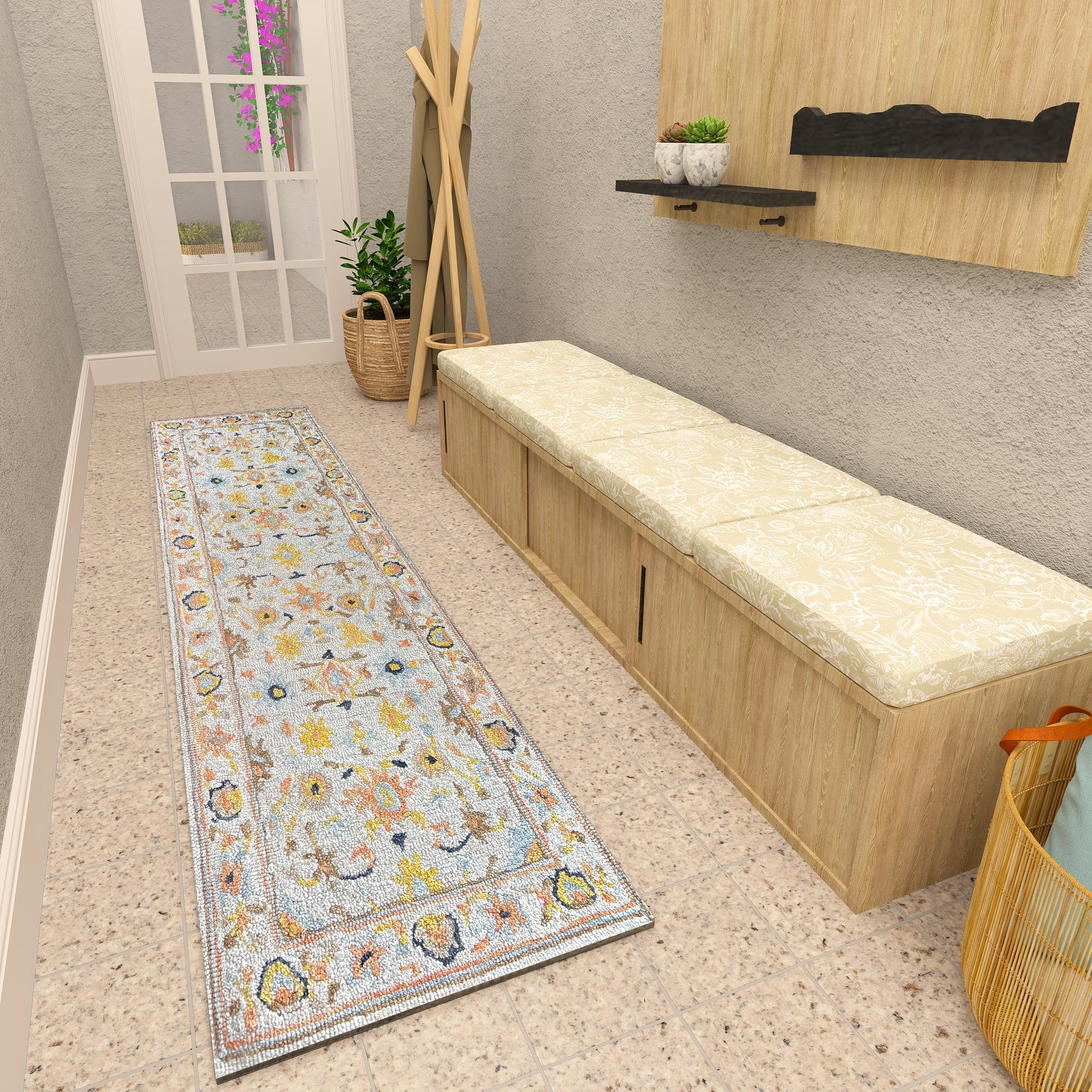 Premium Hand-Tufted Rug Made of 100% Wool  - Flora Meadow - 2x6 Feet