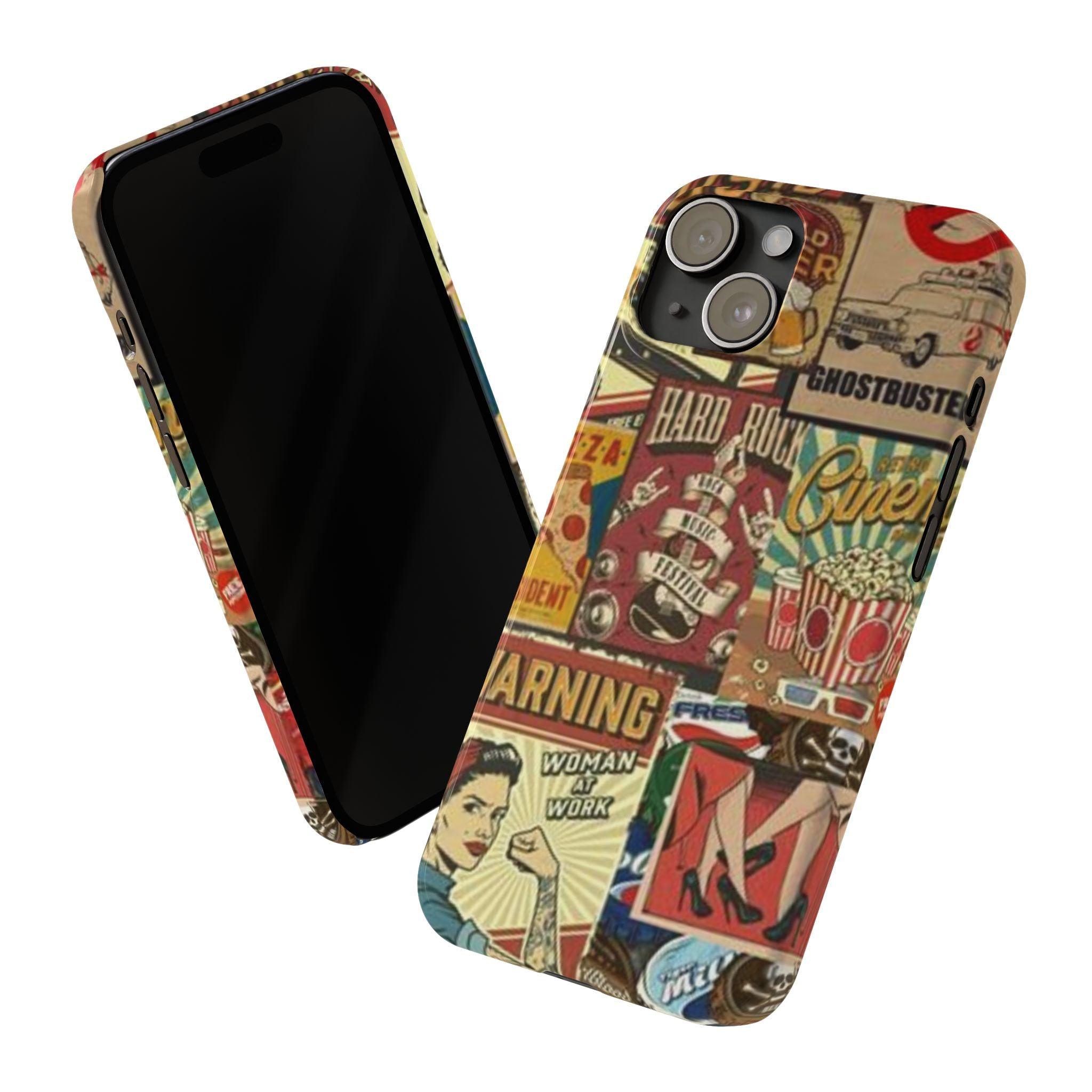 Old World Banners: A Phone Cover with Antique Signage and Historic Flair