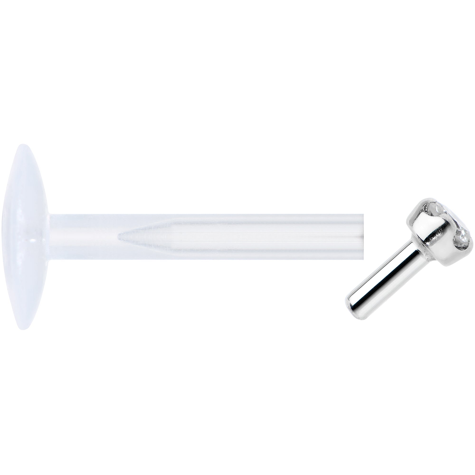 16G Bioplast 14K White Gold 1.5mm Genuine Diamond Micro Labret
