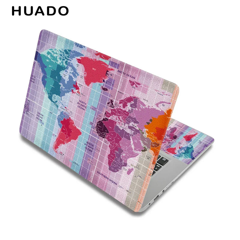 World Map Laptop Sticker 17" Vinyl Notebook Skin 15.6" 15" Decal 12"14" Computer Sticker Cover for Macbook/Asus/HP/Lenovo