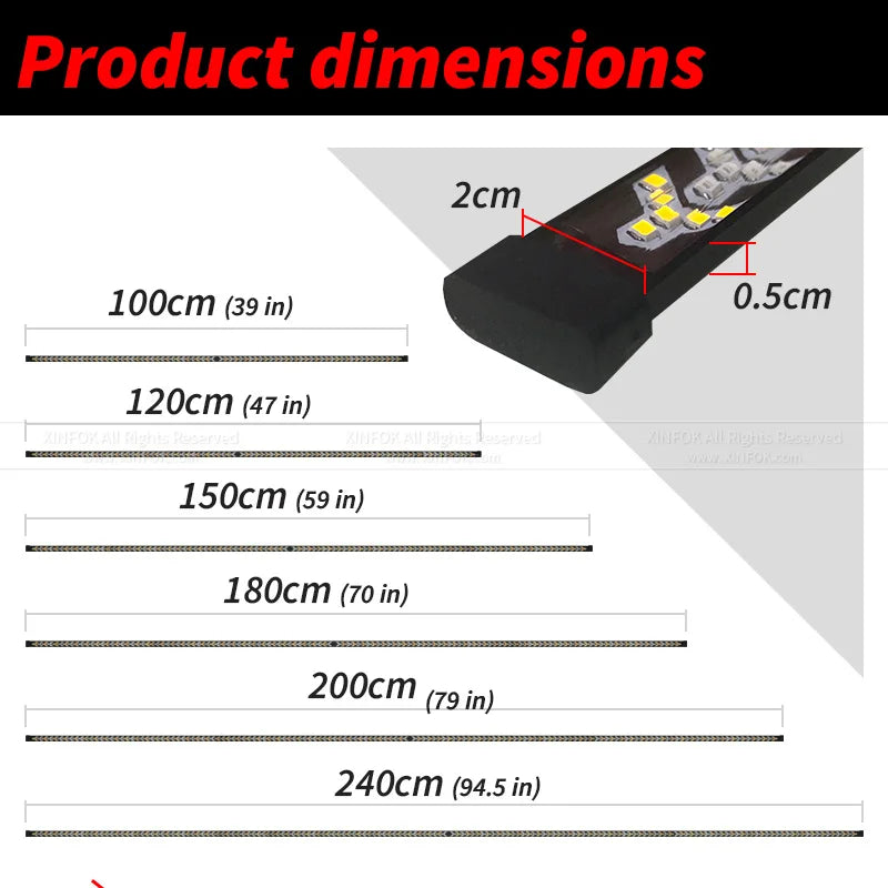 12V 24V Universal 60" Truck Tailgate Light Bar Single Row Strip with Red Running Brake Lights Turn Signal Reverse Light