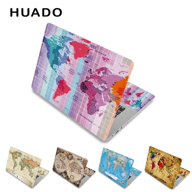 World Map Laptop Sticker 17" Vinyl Notebook Skin 15.6" 15" Decal 12"14" Computer Sticker Cover for Macbook/Asus/HP/Lenovo