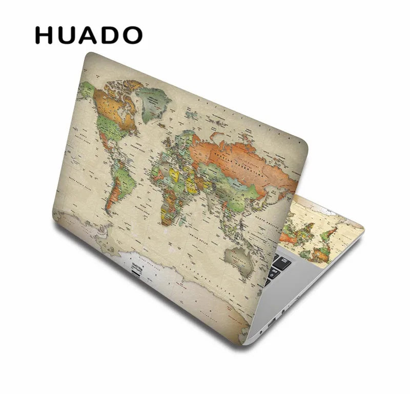 World Map Laptop Sticker 17" Vinyl Notebook Skin 15.6" 15" Decal 12"14" Computer Sticker Cover for Macbook/Asus/HP/Lenovo