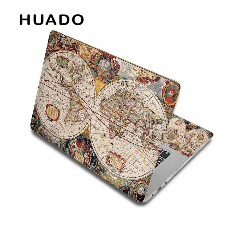 World Map Laptop Sticker 17" Vinyl Notebook Skin 15.6" 15" Decal 12"14" Computer Sticker Cover for Macbook/Asus/HP/Lenovo