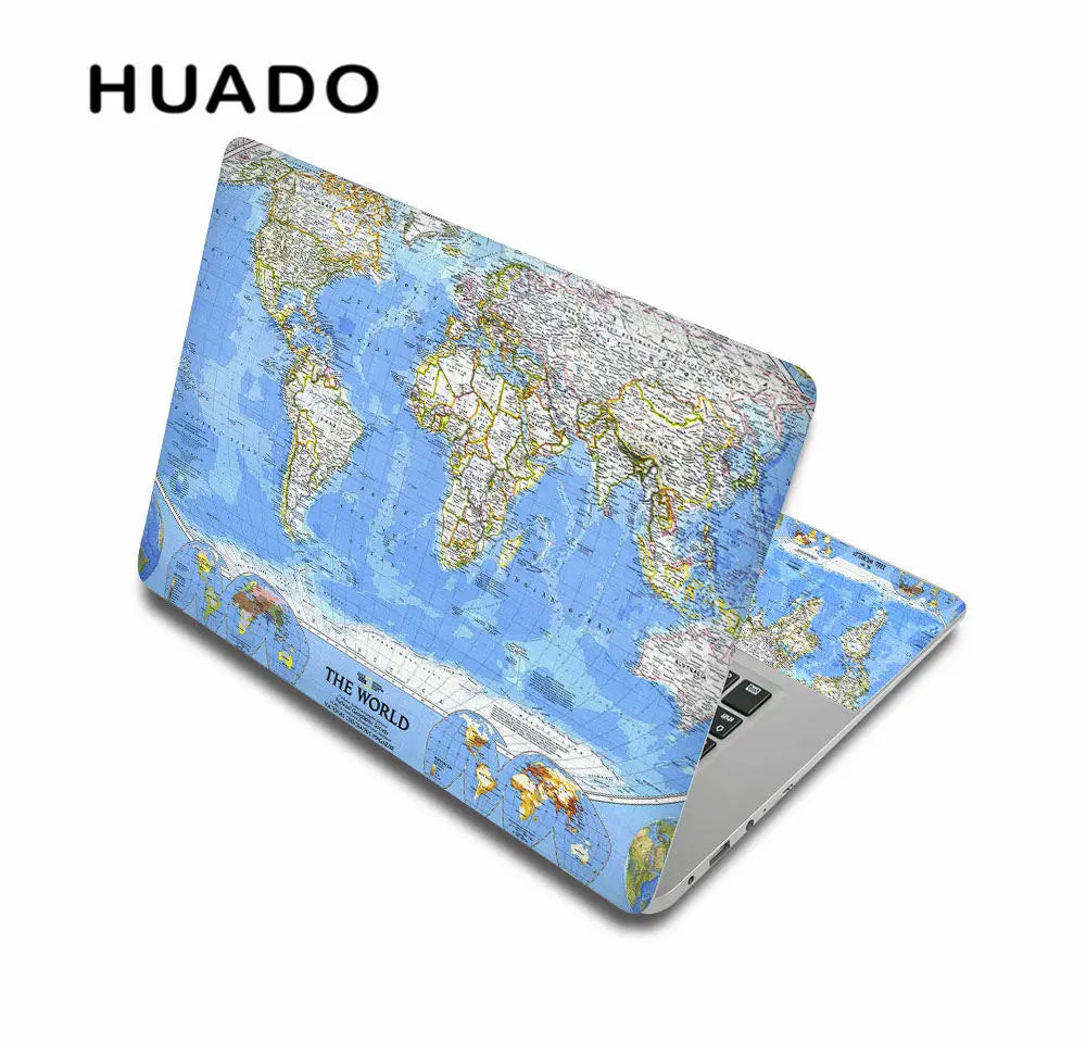 World Map Laptop Sticker 17" Vinyl Notebook Skin 15.6" 15" Decal 12"14" Computer Sticker Cover for Macbook/Asus/HP/Lenovo