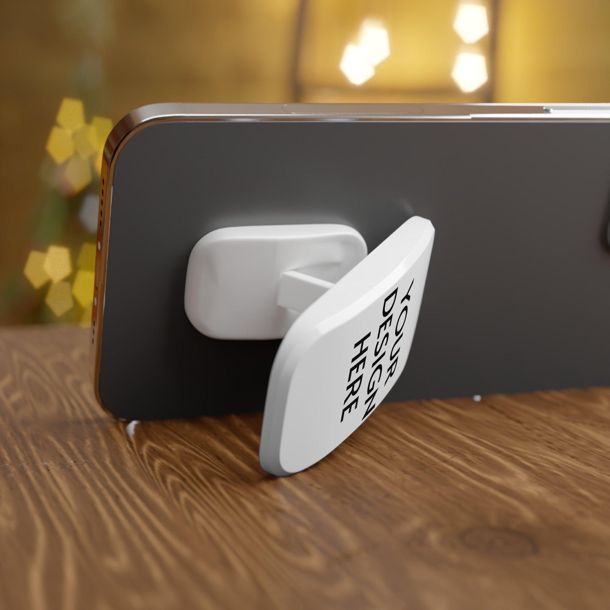 Custom Phone Click-On Grip – Polycarbonate & Metal, Matte/Glossy Finish, Mobile Holder & Kickstand, Reusable Adhesive Backing