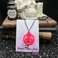 Triskelion Neon Pink/Orange Acrylic On 18" Black Chain, BDSM Collar / Necklace