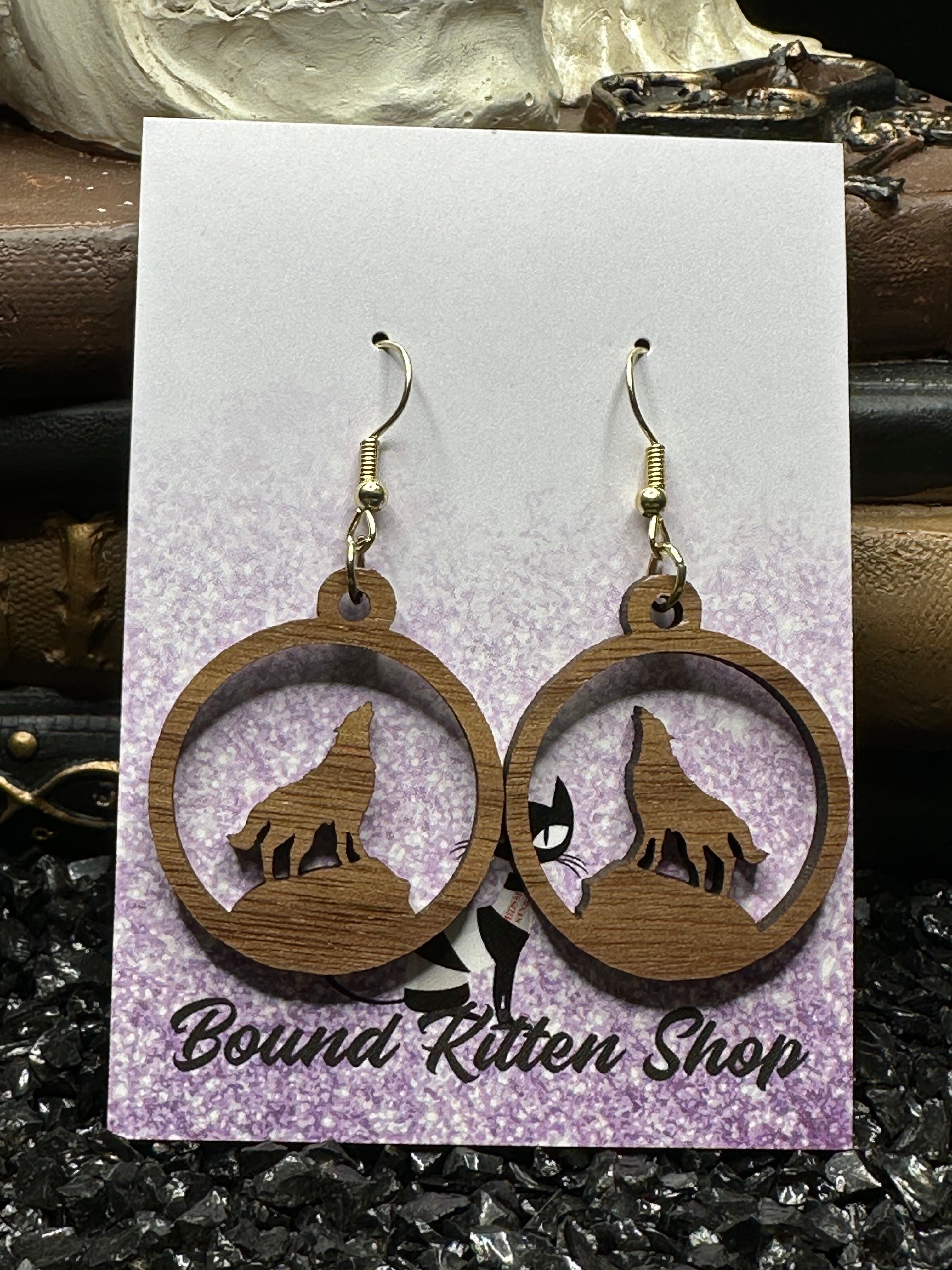 Primal Wolf Wood Earrings