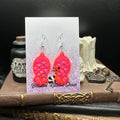 Upside Down Pineapple Hot Pink Acrylic Earrings