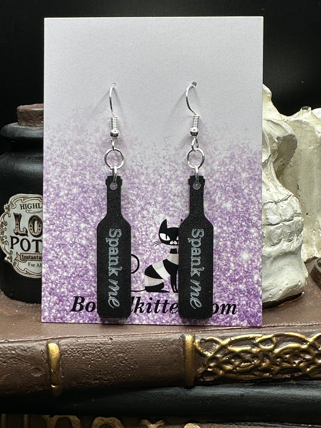 Spank Me Paddle Black Acrylic Earrings
