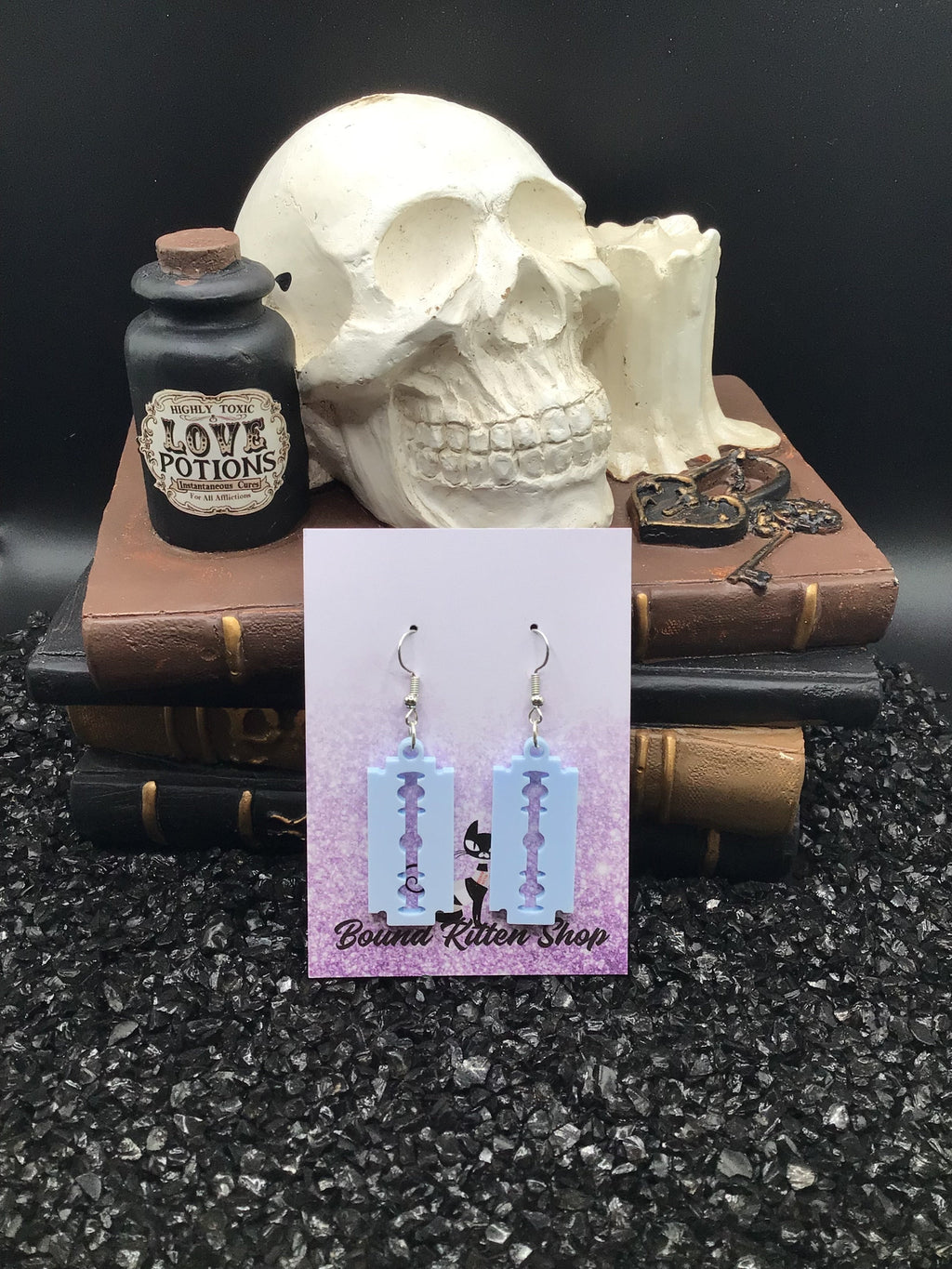 Razor Blade Baby Blue Acrylic Earrings